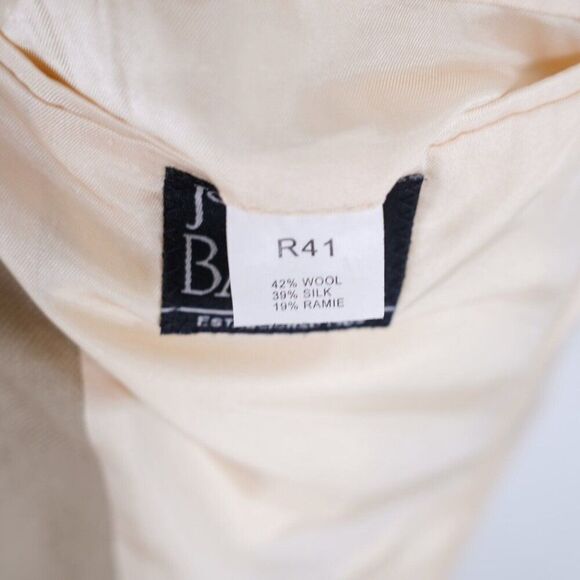 Jos A Bank Wool Silk Ramie Woven Wool Tan 2 Button Blazer 40R Tagged 41R - Picture 9 of 13